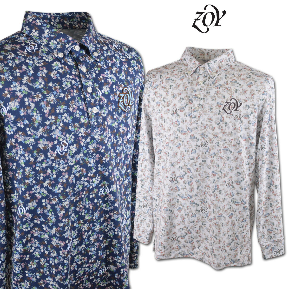 ZOY 長袖ポロシャツ メンズ 秋冬用 紺 白 M L 071454014【 あす楽 送料無料 】[ ゾーイ ゾイ ゴルフウェア 長袖 ポロシャツ ポロ ストレッチ 吸汗速乾 ドライ ゴルフ かっこいい おしゃれ golf 高級 レア プレゼント ギフト 即納 ]