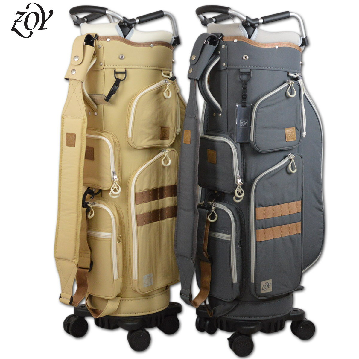 ZOY キャディバッグ メンズ レディース 軽量 ベージュ グレー 071718815【 あす楽 送料無料 】[ ゾーイ ゾイ 9インチ 9型 5分割 ゴルフバ...