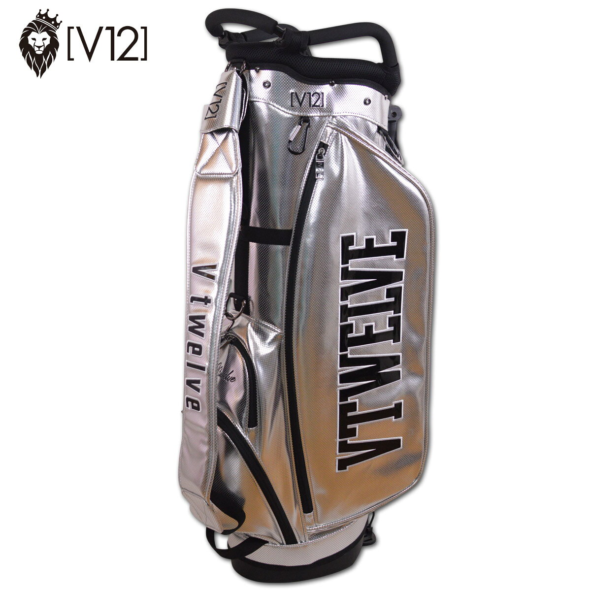 Rakuten - V12 キャディバッグ メンズ 9インチ シルバー v122610cb01【 あす楽 送料無料 】[ ヴィトゥエルヴ スタンド式 9型 軽量 PERFORATE CB ゴルフバッグ キャディバック ギフト golf ゴルフ 新作 プレゼント レア ]