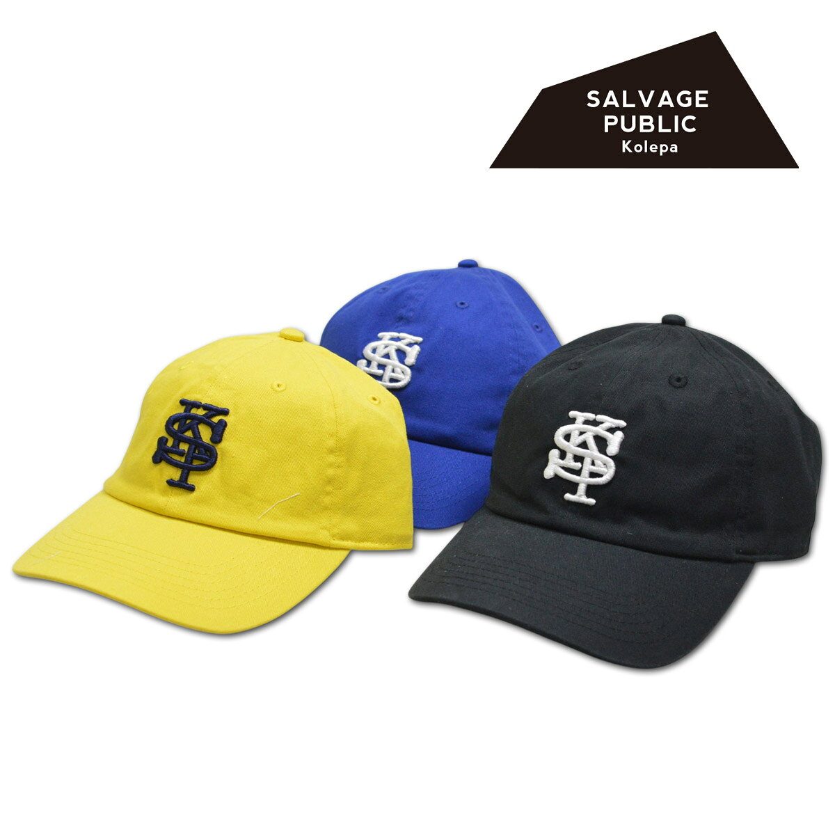 サルベージパブリックコレパ キャップ帽子 メンズ 黒 イエロー ブルー svka6007【 あす楽 送料無料 】[ SALVAGE PUBLIC Kolepa ゴルフウェア ウェア キャップ 帽子 カーブキャップ 6 PANEL CAP SPK MONOGRAM かっこいい おしゃれ ギフト プレゼント ]