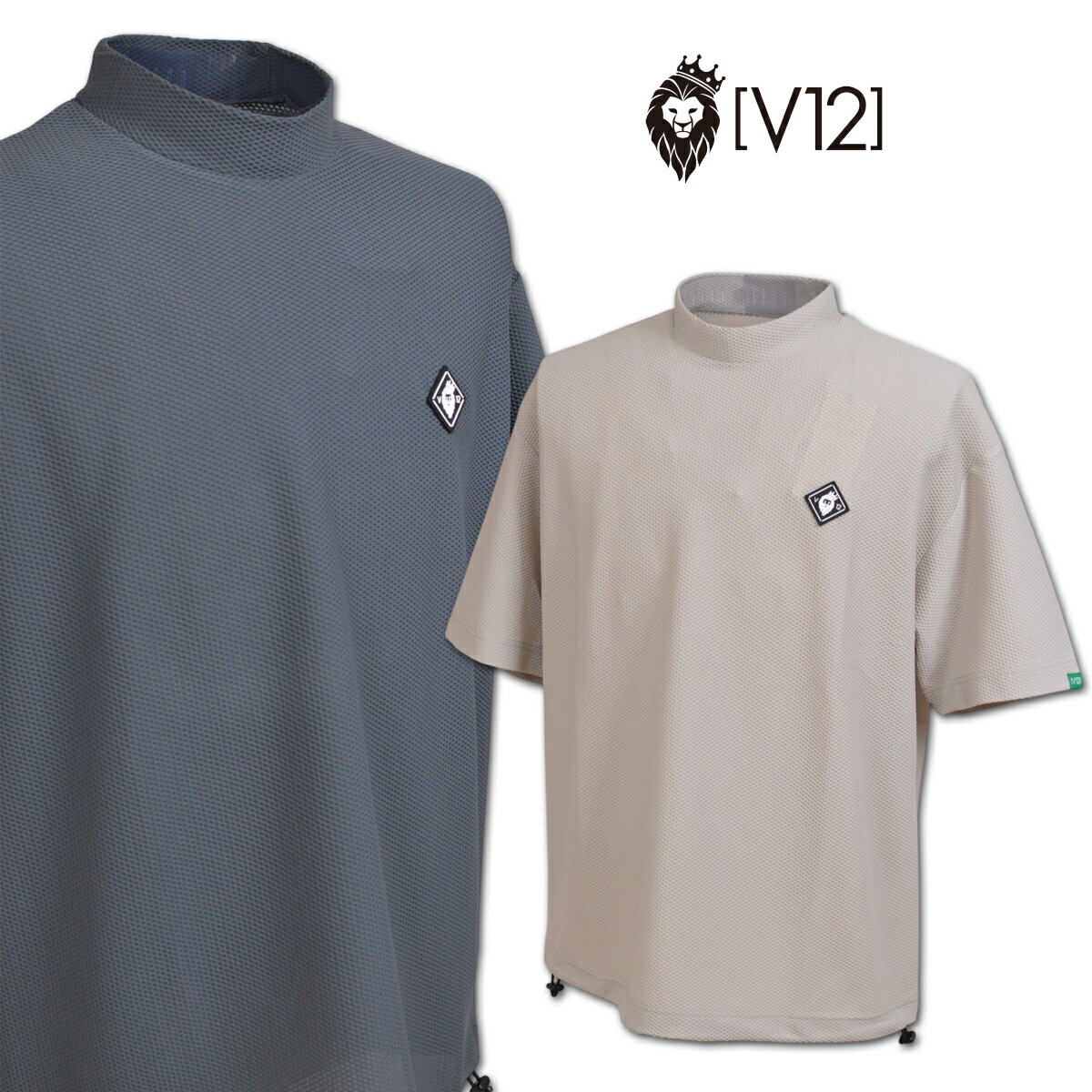 Rakuten - V12 半袖ハイネックシャツ メンズ 春夏用 グレー ベージュ M L LL v122610mk01【 あす楽 送料無料 】[ ヴィトゥエルヴ 半袖 ハイネック 吸汗速乾 ドライ ギフト かっこいい コンペ golf ゴルフ 新作 プレゼント レア モックネック 半袖モック ]