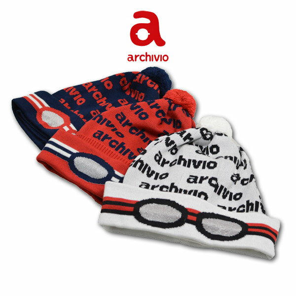 アルチビオ ニット帽 レディース 秋冬用 赤 紺 白 810017【 あす楽 送料無料 】 [ archivio ゴルフ ゴルフウェア ニット帽子 耳あて レデ...