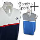 【 あす楽 送料無料 】 カミーチャスポルティーバ メンズ ニットベスト M L 511172870[ Camicia Sportiva+ ゴルフウェア ゴルフ ニット ベスト 白 グレー 秋冬 毛 ゴルフベスト 防寒 冬 プレゼント ギフト アウトレット セール sale かっこいい golf ]