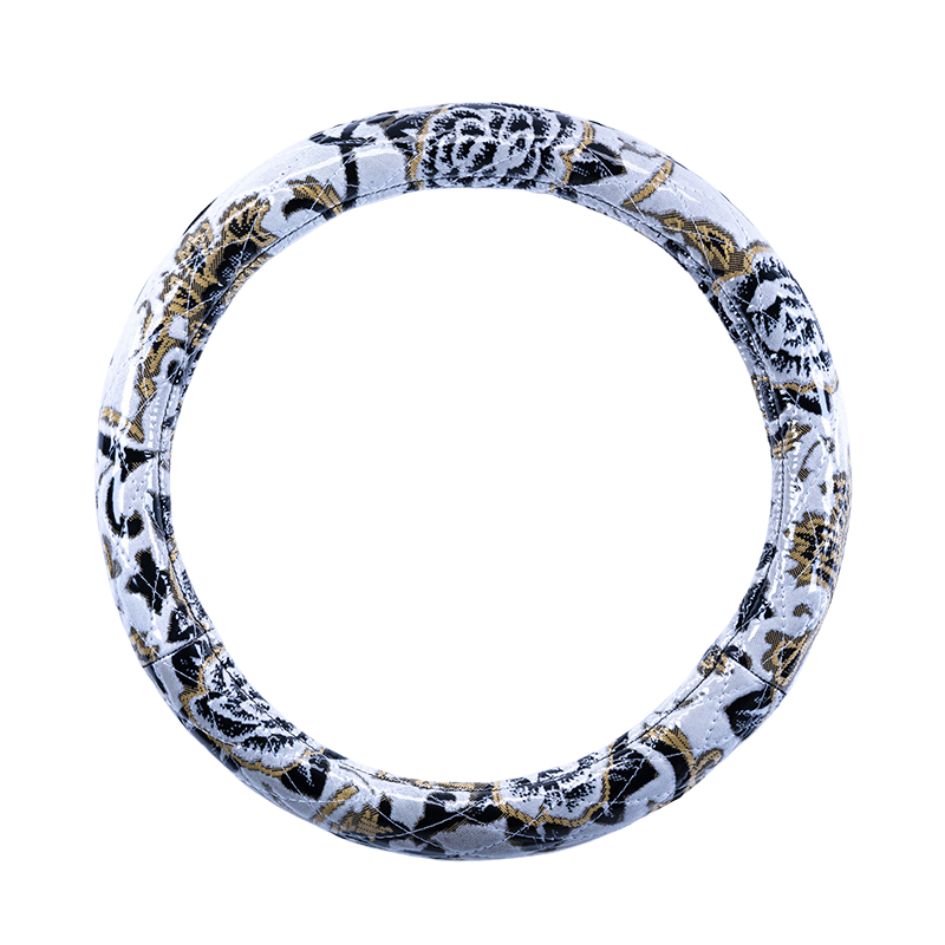 キルトハンドルカバー モンブランローズ ホワイト ビニール付き仕様 代引き不可|トラック用品 トラック用 トラック 軽自動車用 軽自動車 軽 軽トラ カー用品 車用品 車 ハンドルカバー ステアリングカバー 極太 金華山 雅 モンロー 人気 おすすめ