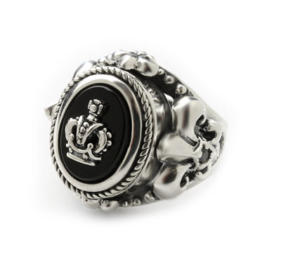 CI[ [   O OVAL ONYX FRAME RING w  CROWN  ROYAL ORDER 