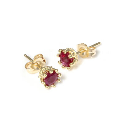 ロイヤルオーダー【公式】TINY CROWN STONE STUDS 10k RUBY（1個単位）【ロイヤルオーダーイヤリングピアス】 【ROYAL ORDER】