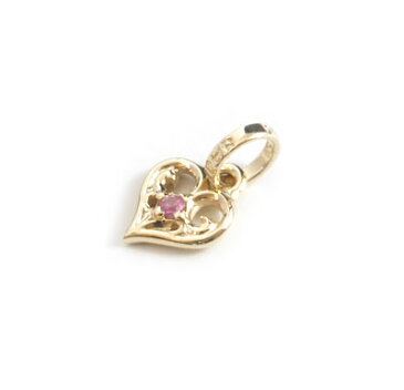 【ロイヤルオーダー　ペンダント】SMALL ALLEGRA HEART W/PINK SAPPHIRE 9KGOLD 【ROYAL ORDER】