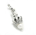 CI[_[yzyy_gzTINY CROWN PENDANT W/ PEARL &DIAMOND ON CROSS yROYAL ORDERz