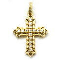 CI[_[yzyy_gzSMALL CONSORT CROSS W/CZ 18K GOLD yROYAL ORDERz