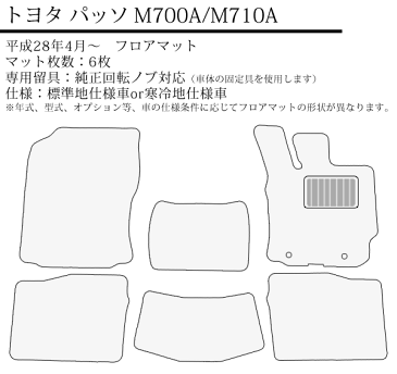 店長おすすめ フロアマット カーマット トヨタ 新型 パッソ M700A/M710A 平成28年4月〜 スクエアシリーズ [送料無料] ゴム臭くない セミオーダーメイド 車 汚れ防止 カー用品 マット 新品 対応 専用 パーツ カバー 保護 ポイント最大18倍！