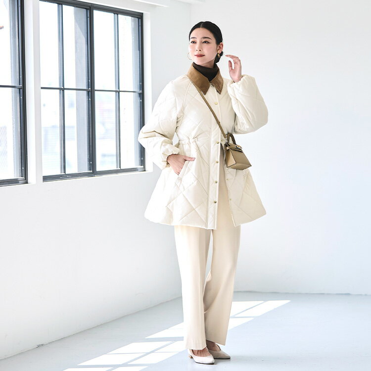 【バーゲン価格】【洗える】レディース キルティングコート ロングコート 中綿 エコダウン ハンティングコート ロングダウン アウター 上着 長袖 冬 春先 暖かい 保温 防寒 上品 きれいめ カジュアル ミセス 通勤 体型カバー 美シルエット ゆったり 即日発送 プレゼント