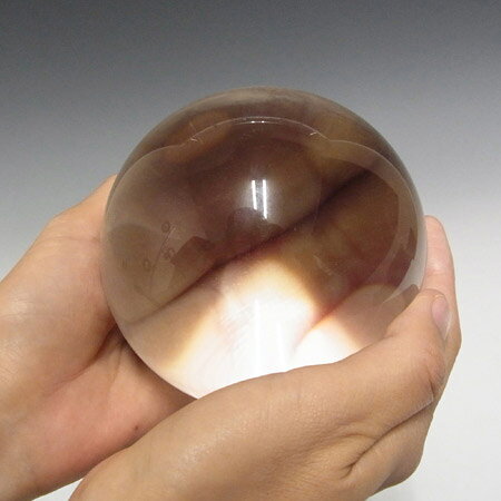 溶解水晶球 約110mm 木製台座付き 人工水晶 溶錬水晶 風水 開運