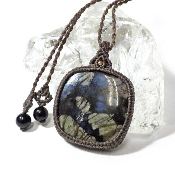 ケセラストーン マクラメペンダント 天然石ペンダント ネックレス マクラメ編み パワーストーン