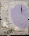 \ 20%offクーポン / 【一点物】友禅訪問着 袷 正絹 藤色 薄緑 友禅松 ローケツ松 7号 Mサイズ ki20637 美品 リサイクル 中古美品 着物 ...