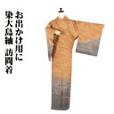 \ 20%offクーポン / 染大島紬 訪問着 正絹 袷 橙色 グレー 緑 刺繍 飾り唐花 Mサイズ ki28668 新品 着物 レディース シルク ギフト 限...