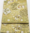 \ 20%offクーポン / 礼装用 袋帯 正絹 緑 金 丸文 梅 菊 桜 鳳凰 麒麟 Mサイズ F5727 新品 公式行事 レディース シルク レディース オ...