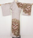 \ 20%offクーポン / 京友禅作家 松井青々氏作 染大島紬 訪問着 袷 正絹 グレー 花流水 Mサイズ ki26013 着物 レディース オールシーズン ...