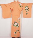 \ 20%offクーポン / 訪問着 正絹 オレンジ 桜 身丈160cm 裄丈65cm Mサイズ 作家落款入り ki26071 美品 着物 レディース 入学式 ...