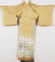 \ 20%offクーポン / 友禅訪問着 正絹 辛子色 暈し 新緑 山水画 身丈156cm 裄丈64cm Sサイズ ki26205 新品 着物 レディース 入学...