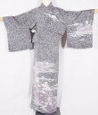 \ 20%offクーポン / 訪問着 袷 正絹 黒 白 暈し 松林 Mサイズ ki26401 着物 レディース シルク オールシーズン 入学式 卒業式 結婚式 ...