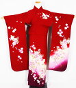 \ 20%offクーポン / 振袖 袷 正絹 赤 黄色 赤紫 暈し 菊 桜 手毬 ki27120 美品 着物 Sサイズ レディース 成人式 卒業式 オールシーズ...