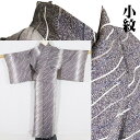 \ 20%offクーポン / 小紋 袷 正絹 グレー 紫 白 暈し 斜め縞 Sサイズ ki27199 中古美品 着物 レディース シルク オールシーズン まとめ...