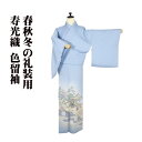 \ 20%offクーポン / 色留袖 袷 正絹 琳派 松浪 青紫 寿光織 源氏物語 御所車 松 菊 洛中図 Lサイズ ki30403 美品 レディース ギフト ...