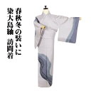 \ 20%offクーポン / 染大島紬 訪問着 袷 正絹 ライトグレー グレー 薄緑 蝶 小花 流水 Mサイズ ki29648 新品 ほうもんぎ レディース シ...