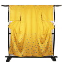 \ 20%offクーポン / 単衣 訪問着 正絹 金茶 縦縞 撫子 Sサイズ ki29565 美品 ひとえ レディース シルク ギフト セミフォーマル 最強翌日...
