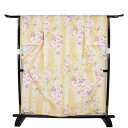 \ 20%offクーポン / 綿縦絽 婦人用 浴衣 オレンジ 縞暈し 胡蝶蘭 LY3139 新品 Fサイズ 夏着物 レディース コットン ギフト 10代 20代...