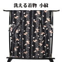 \ 20%offクーポン / 小紋 化繊 黒 桜 南天 縦縞 Mサイズ A5200 新品 着物 kimono こもん レディース ポリエステル ギフト 春秋冬シ...