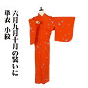 \ 20%offクーポン / 単衣 小紋 正絹 朱色 手毬 袖元禄 5号トールサイズ ki30488 未使用品 夏着物 レディース シルク ギフト 6月9月10...