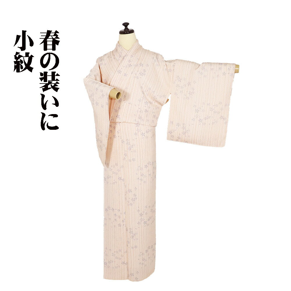 ＼ 20％offクーポン ／ 小紋 袷 正絹 ピンク 桜 よろけ縞 Mサイズ ki31297 新品 komon こもん レディース シルク ギフト 20代 30代 40代 50代 送料込み