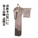 \ 20%offクーポン / 染大島紬 訪問着 袷 正絹 薄茶 小豆色 暈し 唐花 SSサイズ ki30363 美品 おおしまつむぎ ほうもんぎ レディース シ...