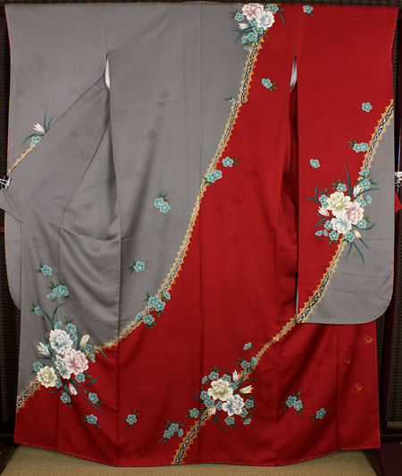 本振袖 正絹 花柄 ki23727 ふりそで 着物 レディース Lサイズ シルク100％ 青 紺 赤 レッド パープル ピンク ブルー ネイビー 裄丈L あす楽 仕立て上がり オールシーズン 成人式 卒業式 謝恩会 公式行事 結婚式 初詣 日本製【新品】送料込み