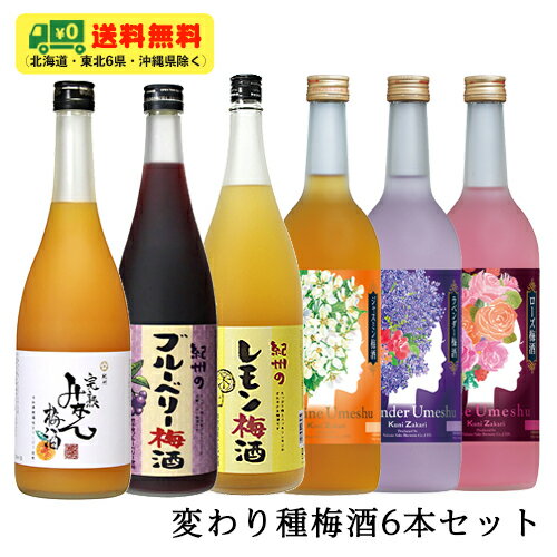 フルーティーなフレーバー梅酒 6種 飲み比べセット 720ml×6本 みかん・ブルーベリー・レモン・ローズ・ジャスミン・ラベンダー 送料無料