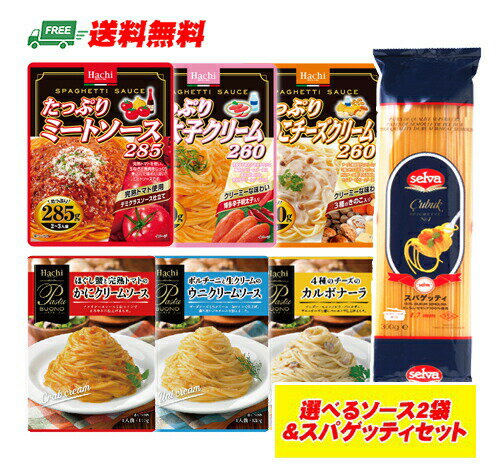 ハチ食品 選べるソース2袋 + スパゲッティ麺セット パスタ