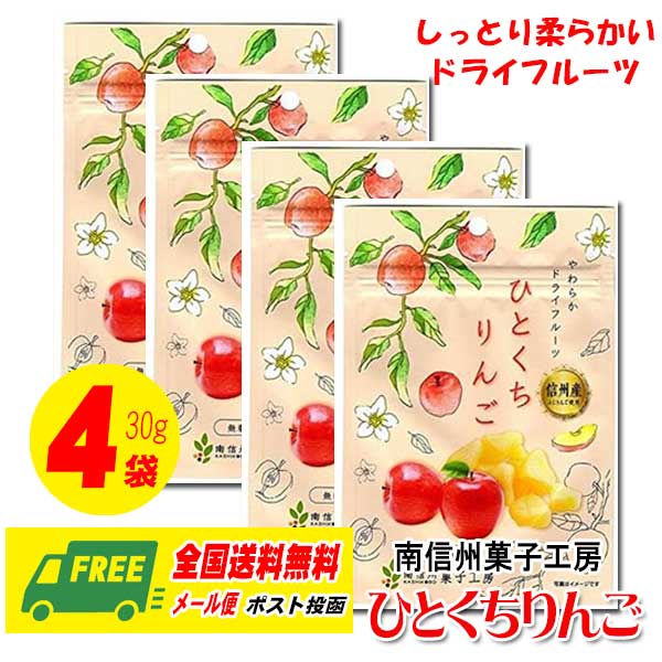 南信州菓子工房 ひとくちりんご（ドライフルーツ）30g × 4袋 メール便 代引・配達日時指定不可