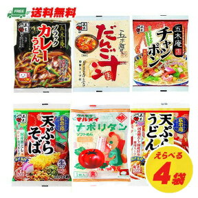 五木食品 ソフト麺 うどん・そば・だんご汁・ナポリタン・チャンポン 選べる4袋セット メール便 代引・配達日時指定不可