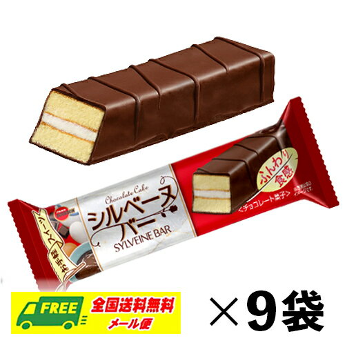 ブルボン シルベーヌバー シルベーヌ バータイプ 40g×9本 スイーツバー チョコレートケーキ メール便 代引・配達日時指定不可