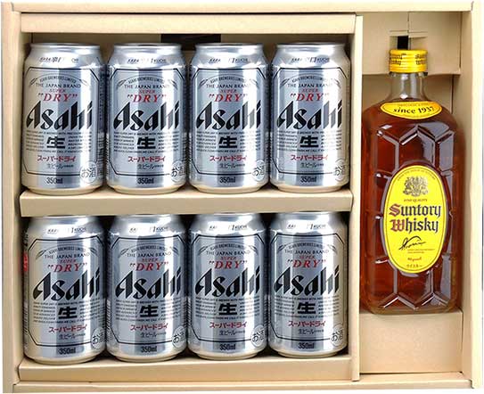 お中元 夏ギフト ビール サントリー 角瓶 + 選べるビールギフト(角瓶700ml+ビール8缶) 送料無料 プレゼント 御祝 内祝 誕生日