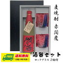 オリジナル ギフト 麦焼酎 赤閻魔 720ml 酒器セット ロックグラス付きギフト 送料無料 父の日 母の日 プレゼント 御祝 内祝 誕生日