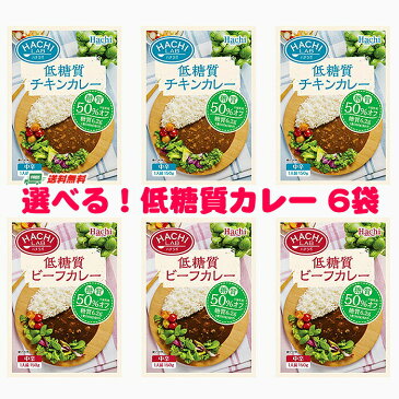 ハチ食品 低糖質カレー（ビーフ・チキン）選べる6袋　自宅療養　長期保存