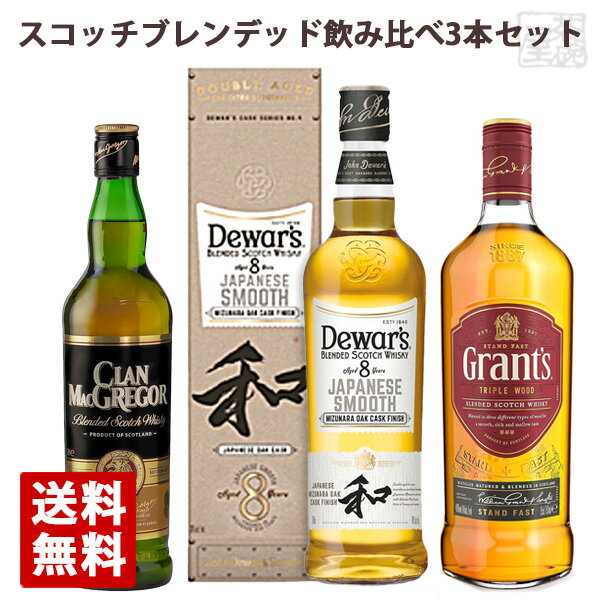 スコッチブレンデッドウイスキーの飲み比べができるセットです。 ロックやハイボールで飲みたい方にオススメ。 デュワーズ ジャパニーズ スムース 8年 和 40% 700ml 正規 8年熟成原酒で、遊び心ある様々な樽を仕上げの熟成に使用すること...