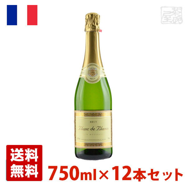 ブラン・ド・ブラン・ブリュット 750ml 12本セット 白 スパークリングワイン フランス 送料無料