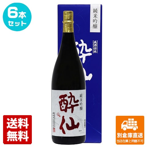 清酒 酔仙 純米吟醸 カートン付 1.8L 6本セット 【送料込み 同梱不可 蔵元直送】