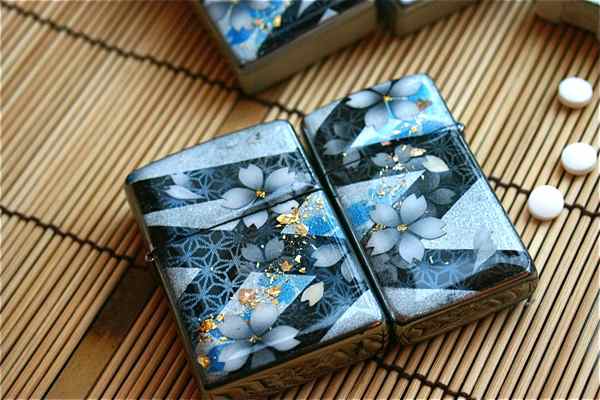 zippo 【名入れ】和柄ペアzippo「手」匠の技！桜色限定ペアジッポケース！職人の手作り！オリジナル和風ペアライター！ギフト&プレゼント&自分のご褒美！