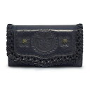 クロエ キーケース アナスイ ANNA SUI フリーダシリーズ 5連 キーケース ネイビー NAVY フラップ 編み込み ローズスタッズ バタフライ 型押し ヴィンテージ加工 牛革 レディース ブランド 307993 80