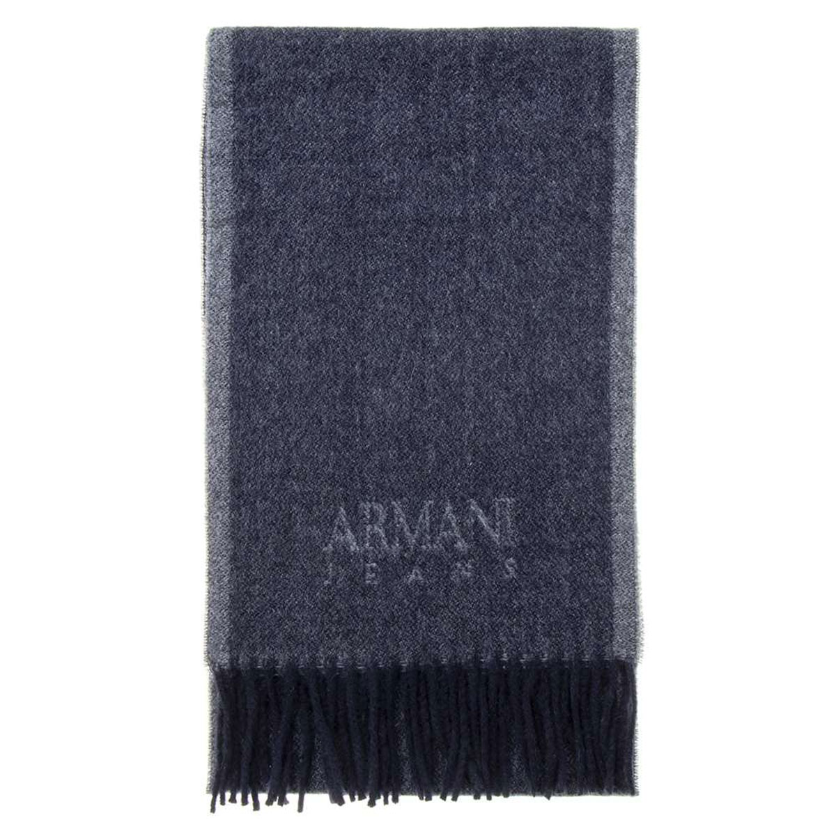 アルマーニ マフラー（メンズ） アルマーニジーンズ ARMANI JEANS マフラー 934098 CD713 17535 メンズ ウール混紡 ストール スカーフ ブラック＋グレー