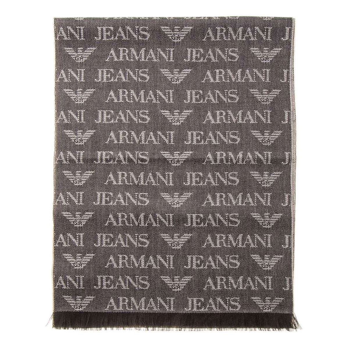 アルマーニ マフラー（メンズ） アルマーニジーンズ ARMANI JEANS マフラー 934504 CD786 00152 メンズ ウール混紡 ストール スカーフ ブラウン＋ベージュ